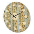 thumbnail image 3 of Designart 'Gold Chain Pattern on Blue' Mid-Century Modern Wood Wall Clock, 3 of 5