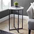 thumbnail image 2 of Walker Edison Cora Modern Faux Marble Round Accent Table with X Base, 16 Inch, Marble and Black, 2 of 2