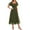Army Green, variant on Women's Smocked Tulle Midi Dress Summer Square Neck Puffy Short Sleeve Ruffle Wedding Guest Party Dresses
