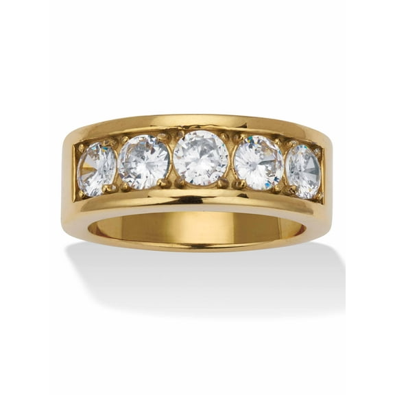PalmBeach Jewelry 1.75 TCW Round Cubic Zirconia Yellow Gold Ion-Plated Stainless Steel 5-Stone Ring