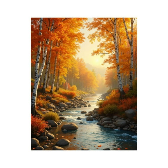 Paint by Numbers Kit for Adults, Autumn Forest River Serene Landscape Paint by Numbers, Easy Paint by Numbers Kit for Adults Beginner, DIY Adult Paint by Number Kits on Canvas, Home Decor