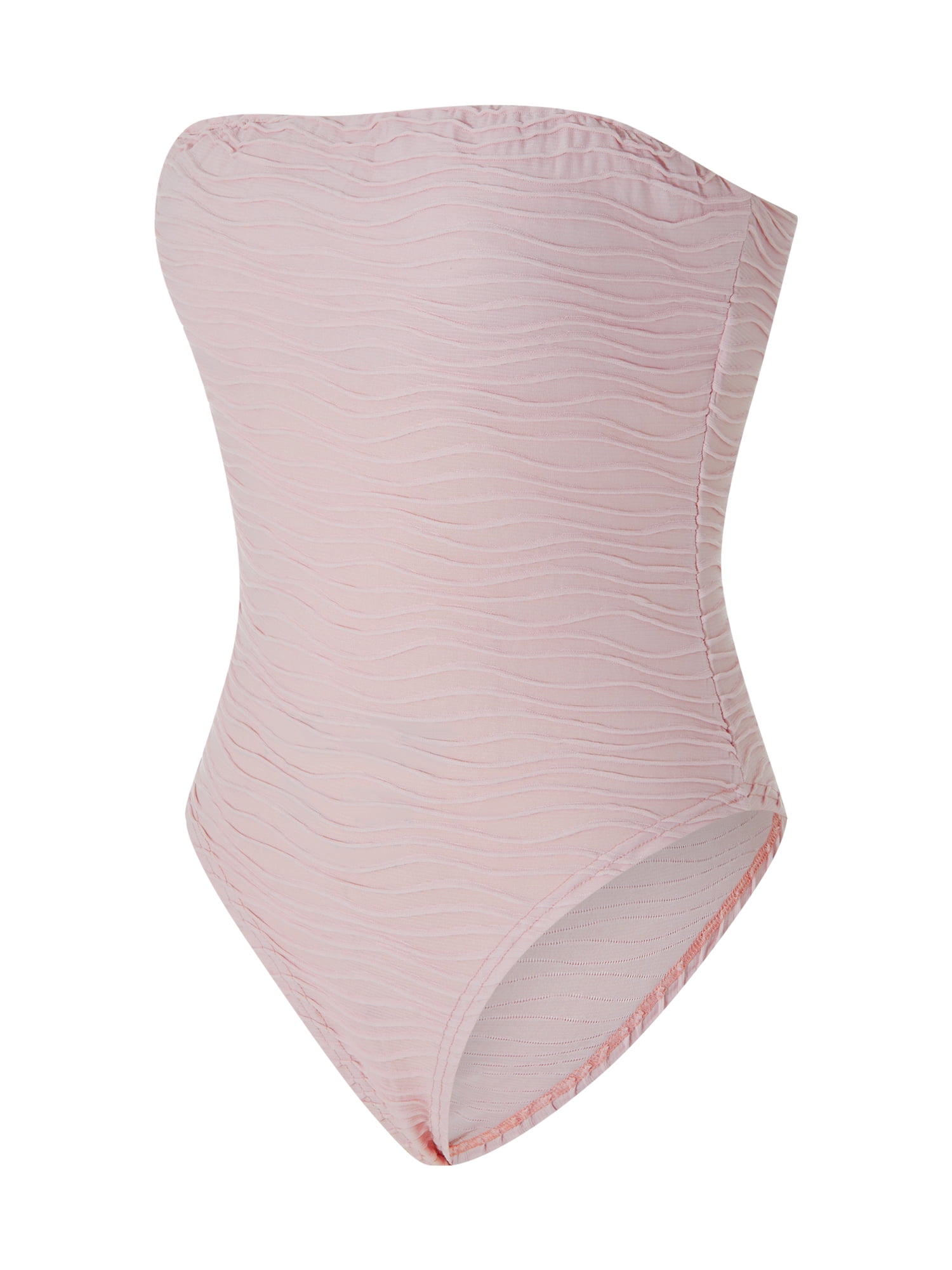 Women's Strapless Tube Bodysuit Top Sleeveless Ruch Textured High Slim Fit  Tube Tops Leotard Jumpsuit