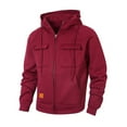 thumbnail image 2 of PMVFHDE Hoodies for Men Winter with Pockets Solid Color Casual Drawstring Full Zip Hooded Sweatshirt Jacket Red,M, 2 of 8
