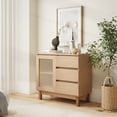 thumbnail image 6 of Yiwa Rattan Buffet Sideboard Cabinet with 3 Drawers and Shelf for Entryway, Living Room, Office, Natural, 6 of 7