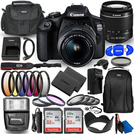 Canon EOS 2000D / Rebel T7 with 18-55mm III Lens - 30PC Accessory Bundle