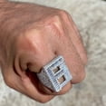 thumbnail image 2 of Men's Real Solid 925 Sterling Silver Initial Letter F Iced Baguette Flooded Out Big Hip Hop Ring Size 9, 2 of 8