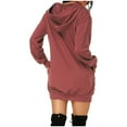thumbnail image 2 of Winter Savings Clearance! Lindreshi Sweatshirts for Women Loose Fit with Hood Women's Fashion Solid Color Hooded Pullover Pocket Thin Guards Dress Hooded Dress, 2 of 4