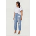 thumbnail image 2 of Women's Plus Size WAX Rolled Cuff Distressed Mom Jeans, 2 of 4