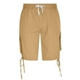 thumbnail image 5 of YUGYXL Drawstring Cargo Shorts for Men Stretch Waist Summer Camping Shorts Wide Leg Shorts Going Out Hiking Shorts Khaki XL, 5 of 7