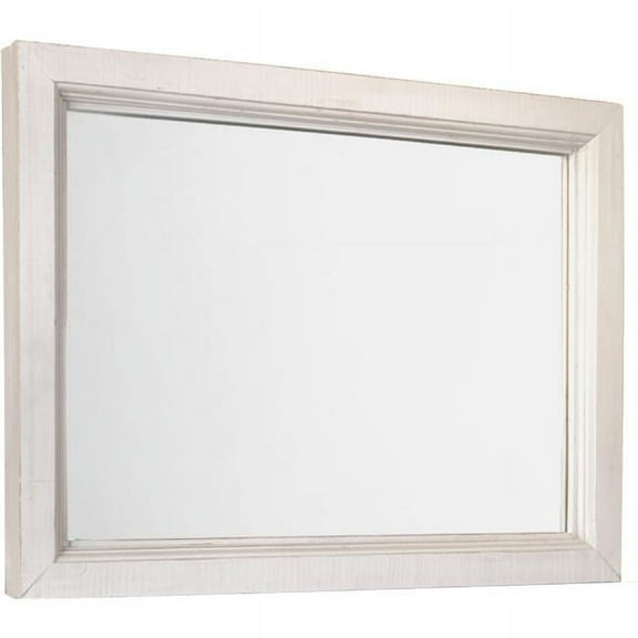 Sunset Trading Rustic French Bedroom Mirror | Distressed White and Brown Solid Wood