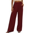 thumbnail image 3 of Zulora Women's Fall High Waist Wide Leg Lounge Pants Soft Knit Flowy Trousers with Deep Pockets, 3 of 10