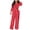 Red, variant on Ashirexll Womens Winter Sets, Outfits for Women, Fall and Winter Casual Stripe Long Sleeve Lapel Button Top and Pocket Pants Two Piece Set
