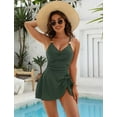 thumbnail image 6 of WQD Womens One Piece Swimsuits Tummy Control Bathing Suit Slimming Skirt Swimwear Push Up V Neck Swim Dress, 6 of 6