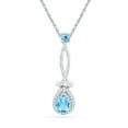 thumbnail image 2 of 10kt White Gold Womens Pear Lab-Created Blue Topaz Diamond Solitaire Pendant 1.00 Cttw, 2 of 2