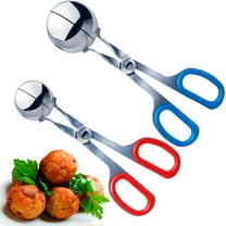 Meatball Maker tongs 2 PCS None-Stick Meatball Maker with Detachable Anti-Slip Handles, Stainless Steel Meat Baller Scoops, Red & Blue Rubber Handles for Kitchen