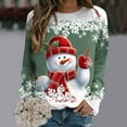 thumbnail image 2 of Fsqjgq Christmas Hoodies for Women Cute Fashion 3D Printed Snowman Xmas Tops Casual Long Sleeve Crew Neck Sweatshirt Pullover Green XL, 2 of 4