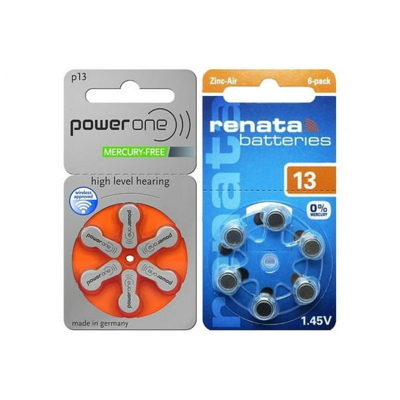 120-pack Size P13 PowerOne   120-pack Size 13 Renata Hearing Aid Batteries