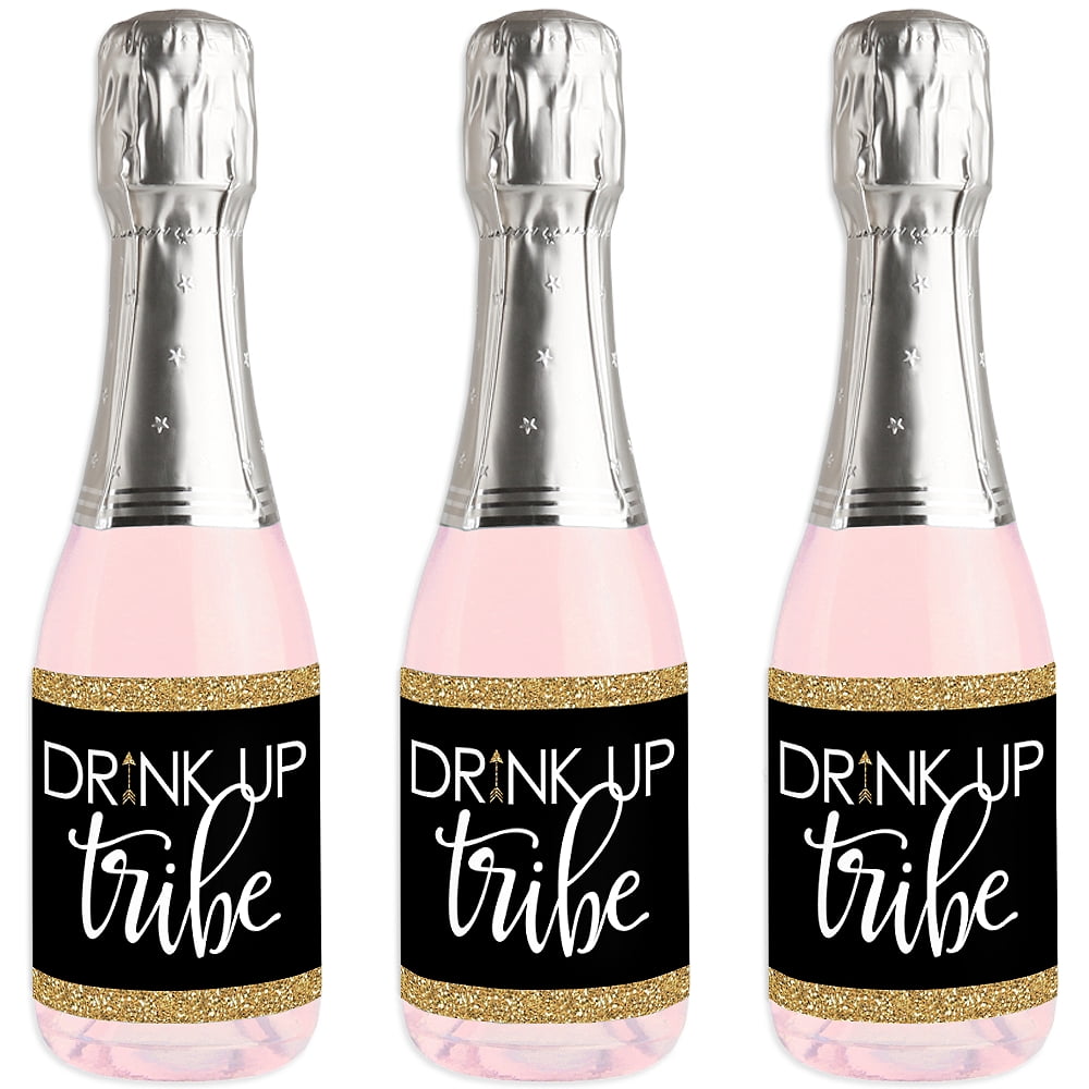 Bride Tribe - Mini Wine and Champagne Bottle Label Stickers - Bridal Shower or Bachelorette Party Favor Gift for Women