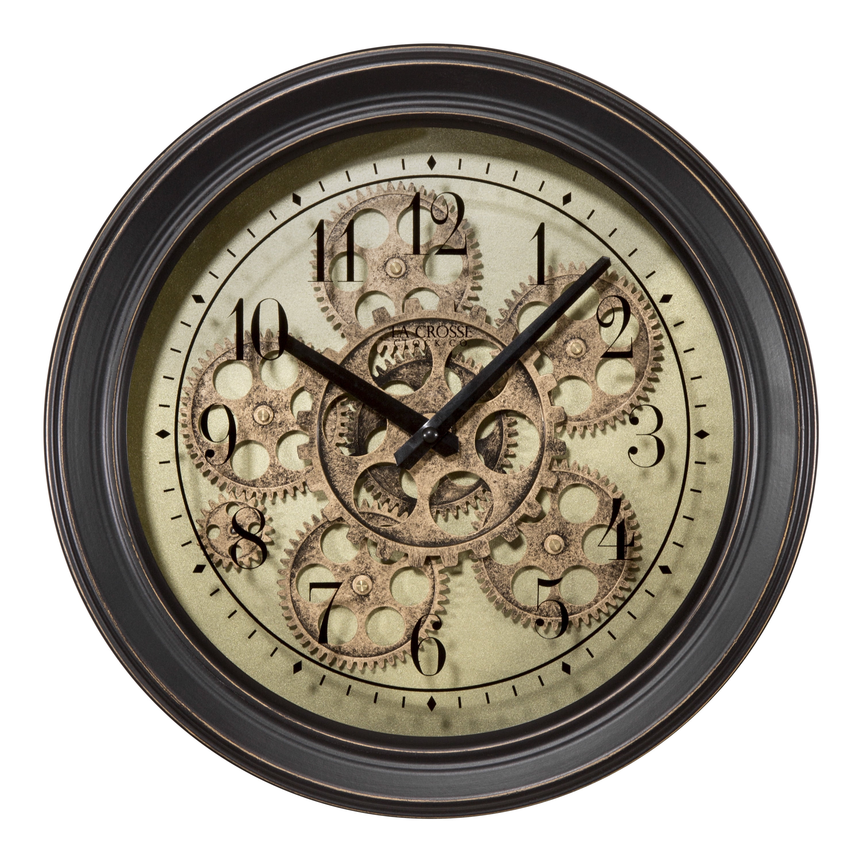 Details about   Better Homes and Gardens 20" Rustic Metal Moving Gear Wall Clock Arabic Numbers 