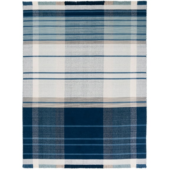 SAFAVIEH Striped Kilim Elizabeth Striped Area Rug, Blue/Beige, 9' x 12'