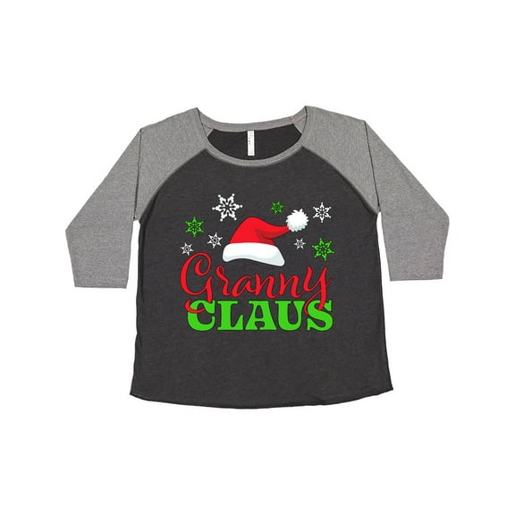 Inktastic Granny Claus with Christmas Santa Hat and Snowflakes Women's Plus Size T-Shirt