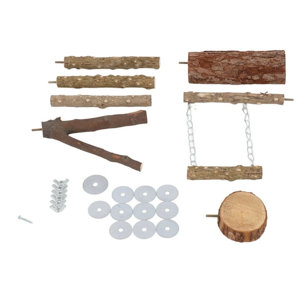 Plataforma de Ramas de Pie de Aves, Accesorios de Jaula 6pcs fácil Instalación de percha de madera multifunción para periquito