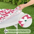 thumbnail image 5 of Red Daisy Flower Green Centers Pattern Round Fitted Tablecloth with Elastic Edge,Dining Table Cover Waterproof,Outdoor Round Tablecloth for Camping,Dining,Indoor and Outdoor, 5 of 7