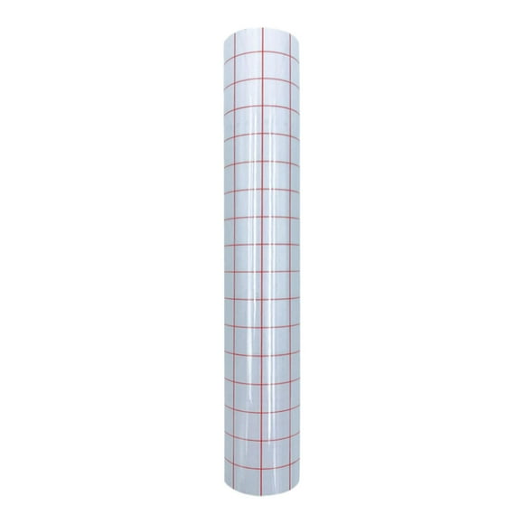 Clear Vinyl Transfer Paper Tape Roll - 12"x 5 FT w/Alignment Grid Application Tape for Sticky for Decals, Signs, Windows, Stickers Red