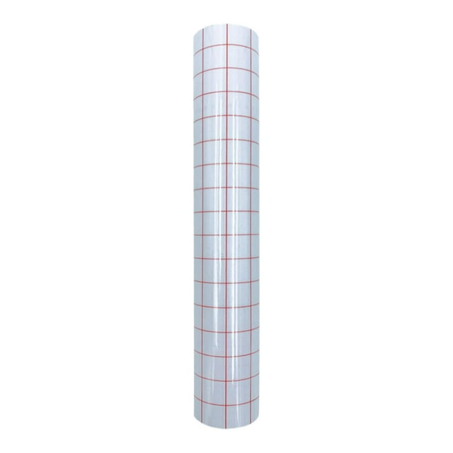 Rollo de papel de transferencia de vinilo transparente, 12 pulgadas x 5 pies, con cinta de aplicación de rejilla para pegajoso, viscosidad media, para Rojo Sunnimix Papel de transferencia