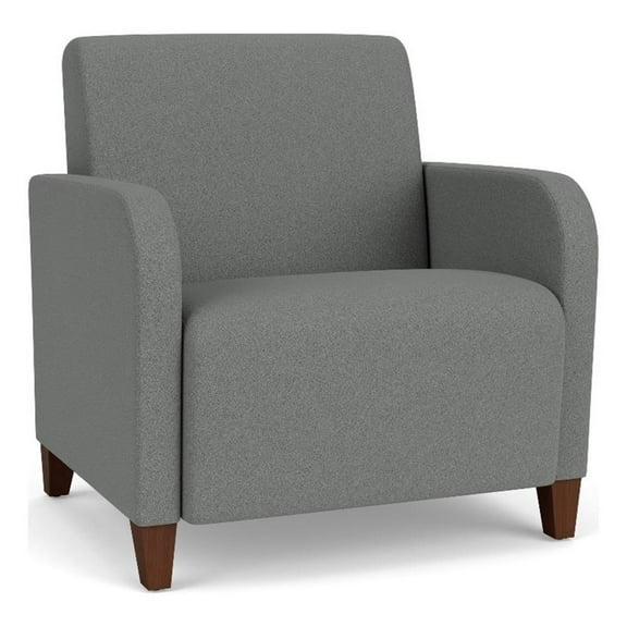 Siena Lounge Reception Oversize Guest Chair / Walnut Wood Legs / Light Gray