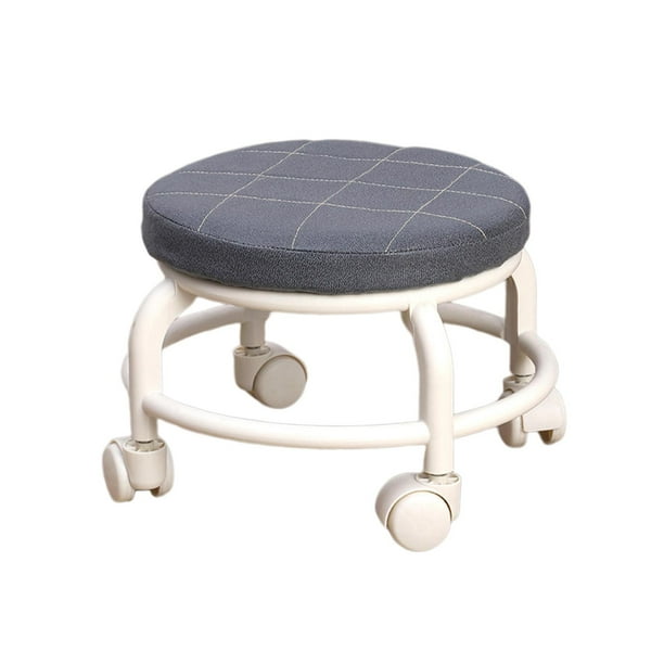 Taburete bajo giratorio con ruedas, resistente taburete para pedicura, taburete para zapatos, asiento para el hogar Gris