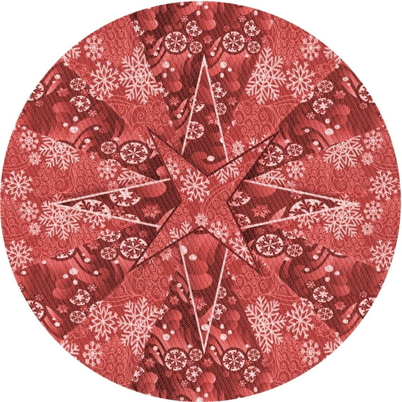 Ahgly Company Machine Washable Indoor Round Transitional Red Area Rugs, 8' Round