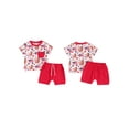 thumbnail image 3 of Aojekbee Baby Boys Shorts Set, Short Sleeve Cow Print T-shirt with Elastic Waist Shorts Summer Outfit for 4th of July, 3 of 10