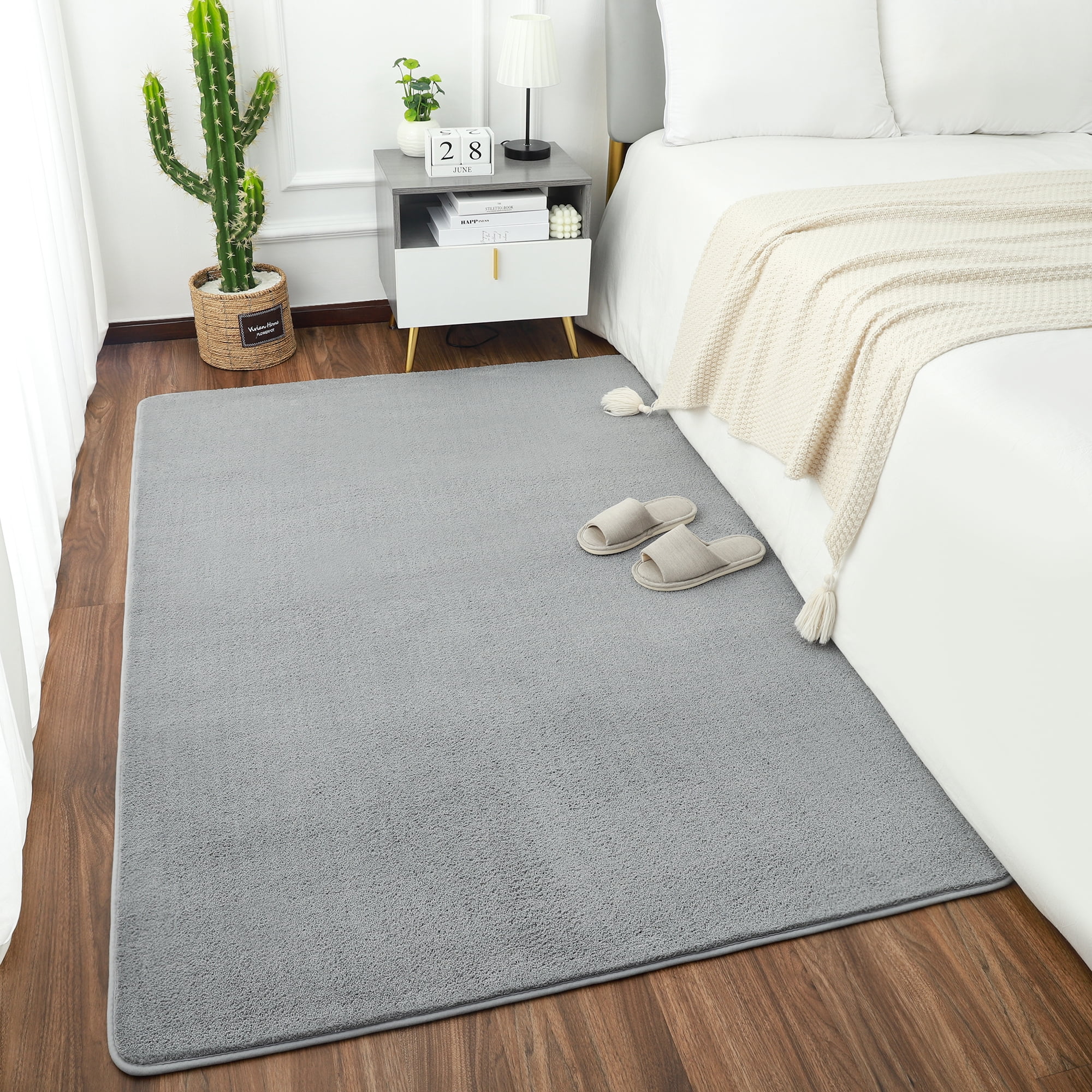 Arogan Soft Low Pile Rug Modern Area Rugs for Bedroom Living Room,Suitable for Boys Girls Teenagers and Adults with Super Soft Touch , Gray , 4' x 6'