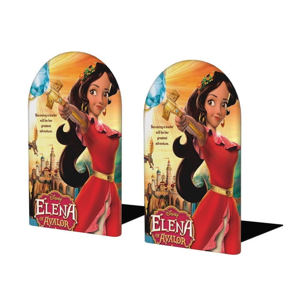 Elena de Avalor Sujetalibros decorativos temáticos, tope para estantería con base antideslizante, uso dual para hogar y oficina - 2 piezas