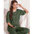 thumbnail image 4 of Conjunto de pijama Ekouaer Waffle Knit para mujer, color verde militar, 4 of 6