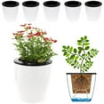thumbnail image 1 of 6 Pack Self Watering Pots for Indoor Plants 4.7 Inch Self Watering Flower Pot with Cotton Rope Decorative Plastic Plante, 1 of 6
