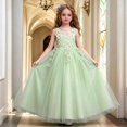 thumbnail image 2 of Glisme Big Girls Dress Solid Color Sleeveless Crew Neck Performance Formal Princess Dresses For Girls Size 9-10 Years, 2 of 6