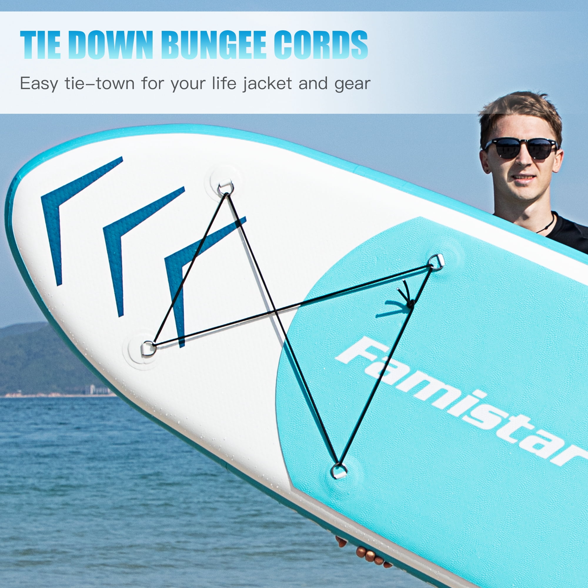 Famistar 12' Inflatable Stand Up Paddle Board SUP w/ 3 Fins, Adjustable Paddle, Pump & Carrying Backpack