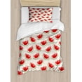 thumbnail image 1 of Fruits Duvet Cover Set Twin Size, Watercolor Fresh Watermelons Yummy Summer Food Harvest Paintbrush Display, Decorative 2 Piece Bedding Set with 1 Pillow Sham, Cream Red Jade Green, by Ambesonne, 1 of 3