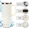 thumbnail image 3 of AQUAPHILE Insulated Tumbler with Leak-proof Lid and Straw, 40 oz Insulated Stainless Steel Coffee Mug with Handle, Travel Coffee Mug，Ivory Plaid, 3 of 8