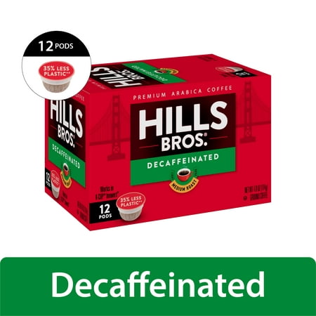 Hills Bros. K-Cup Coffee Pods, 100% Arabica Decaf Medium Roast, 12 Ct