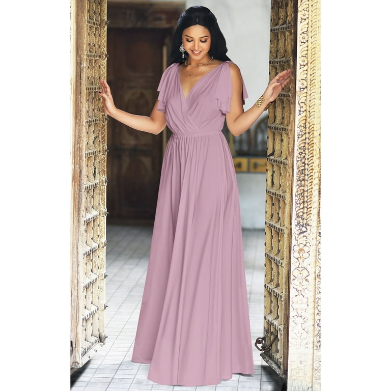 KOH KOH Long Bridesmaid Wedding Guest Sleeveless V-Neck Full Floor