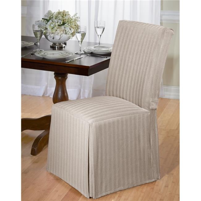 Sure Fit long Dining Chair slipcover cotton duck color NATURAL Ivory NEW 
