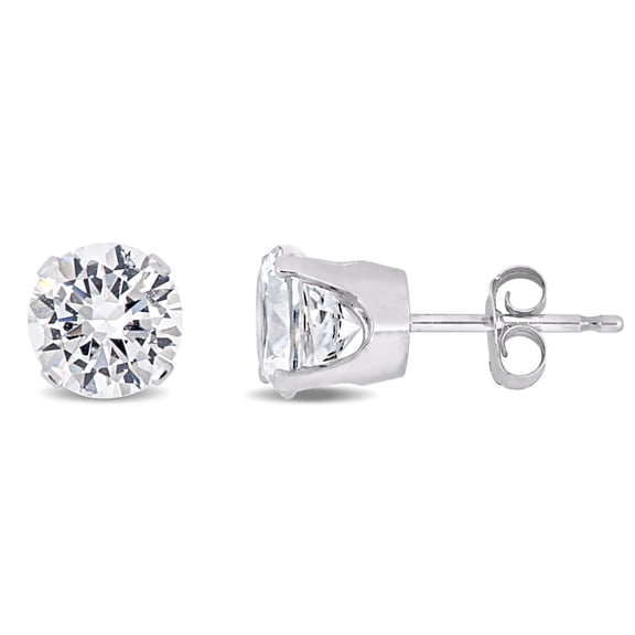 Everly Women's 2 5/8ct TGW Created White Sapphire 10k White Gold Solitaire Stud Earrings