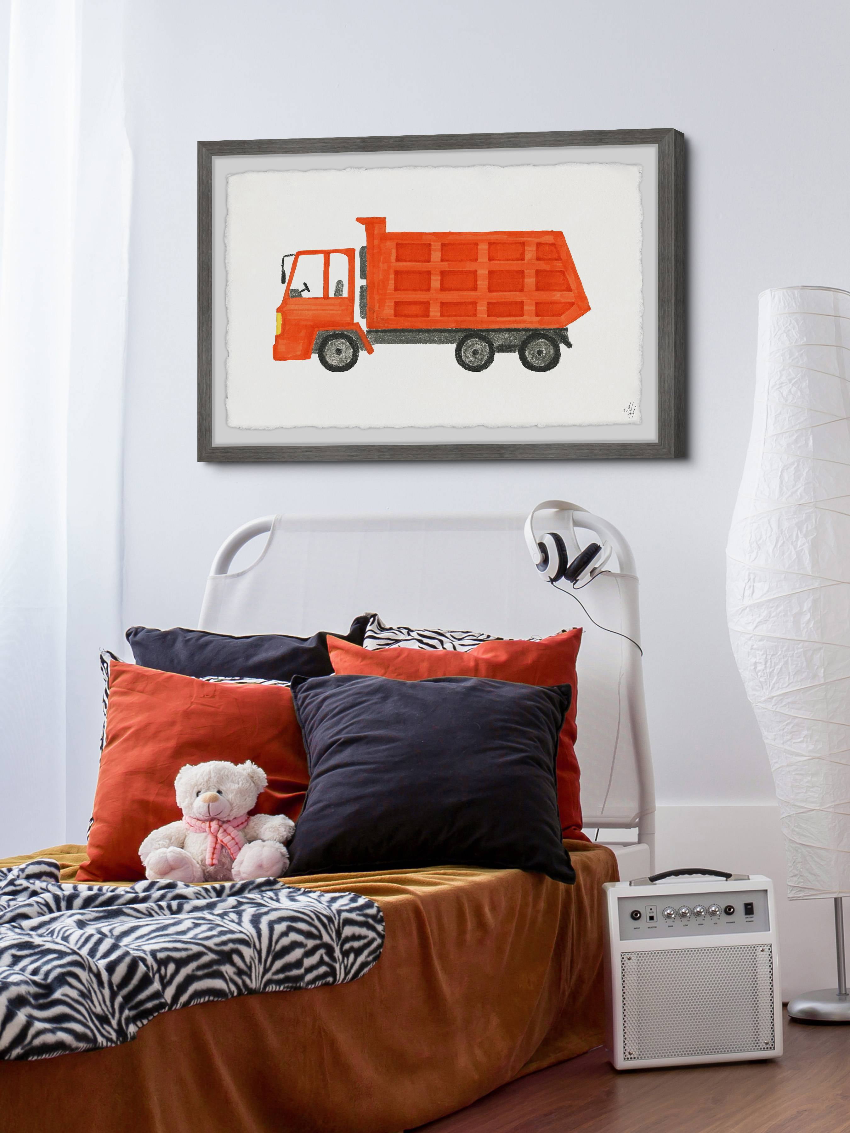 Marmont Hill Orange Dump Truck Framed Wall Art