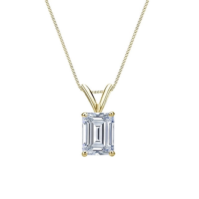 JeenMata Collar Colgante de Moissanita de Talla Esmeralda de 1 Quilate con Certificación en Baño de Oro Amarillo de 18 K sobre Plata