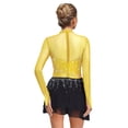 thumbnail image 2 of YiZYiF Women Sparkly Rhinestone Long Sleeve Figure Skating Dress Irregular Hem Skirt Lyrical Ballet Dance Wear Yellow L, 2 of 6