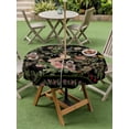 thumbnail image 3 of Outdoor Tablecloth with Umbrella Hole and Zipper, Black Spring Floral Round Table Cloth 60 Inch Waterproof Tablecloth, Elegant Pastoral Flowers Birds Retro Art Picnic Table Cover for Patio Camping, 3 of 7