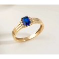 thumbnail image 3 of vylahjewellery Classic 14K Yellow Gold Handmade Gold Band Ring Blue 1.50 CT Emerald Cut Engagement Ring Gift for Her, 3 of 4